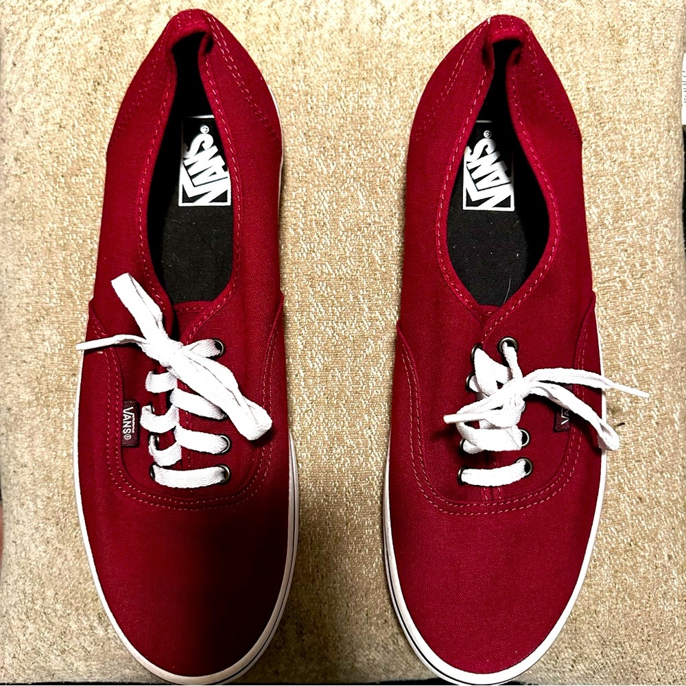 Vans Men's Red Canvas Lace-Up Sneakers